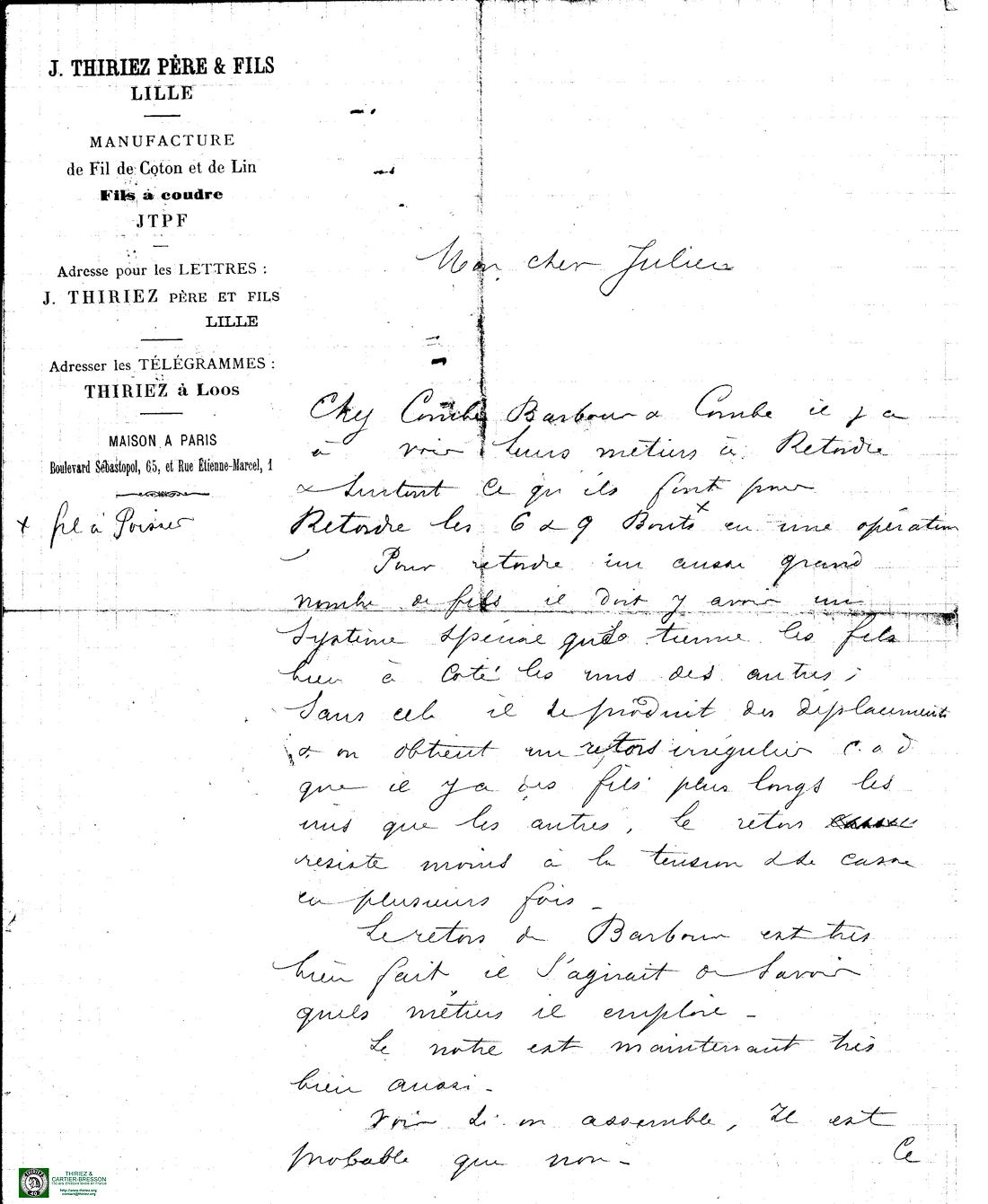 Document du fonds du musée TCB