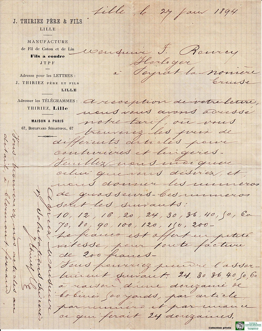 Document du fonds du musée TCB