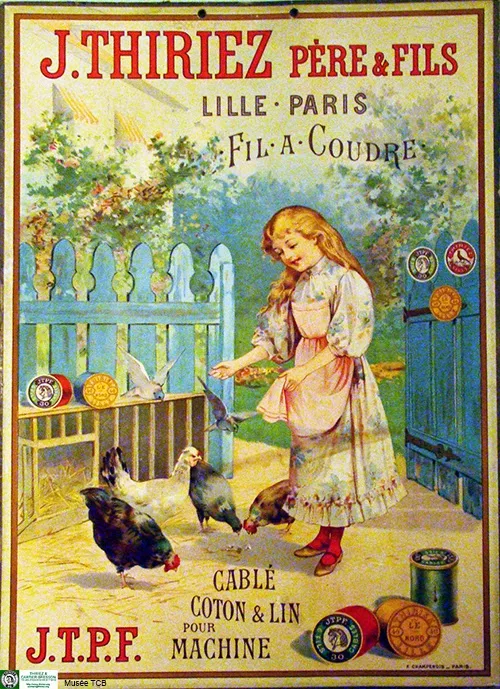 Nouvelle entré au Musée TCB : Ancienne Publicité JTPF "la fillette dans le poulailler"